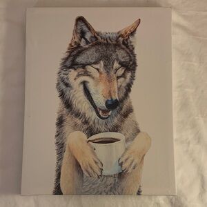 Wolf Canvas Art with Coffee